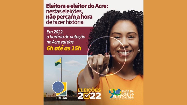 Neste ano, os eleitores acreanos votarão das 6h às 15h