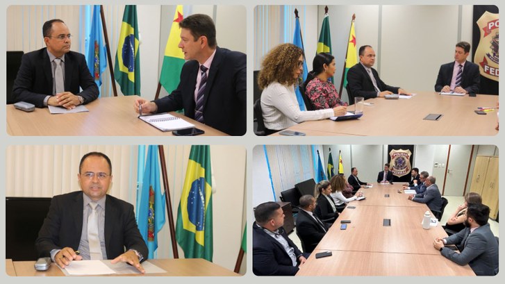 Na Polícia Federal, Presidente do TRE-AC reúne-se para discutir sobre as eleições municipais Desembargador Júnior Alberto e representantes do TRE-AC, Ministério Público e forças de seguranç...