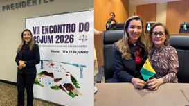 Montagem com duas fotografias. À esquerda, a juíza federal Luzia Farias, membro substituta da Co...