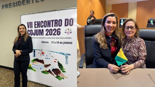 Montagem com duas fotografias. À esquerda, a juíza federal Luzia Farias, membro substituta da Co...
