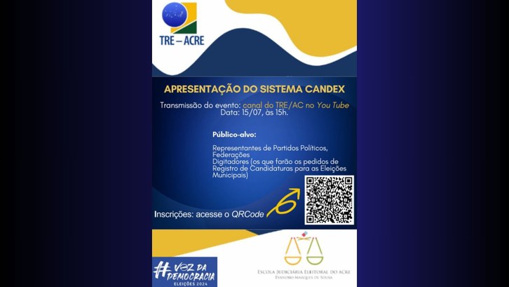 TRE-AC convida partidos políticos, federações e digitadores para apresentação do Sistema CANDex A participação é obrigatória. Encontro será realizado na próxima segunda-feira, 15