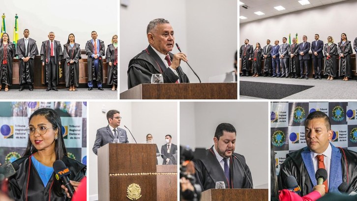 TRE-AC empossa novos juízes membros da Corte Eleitoral Juízes Carolyne Oliveira e Felipe Souza foram empossas, nesta terça-feira, em cerimônia do plená...