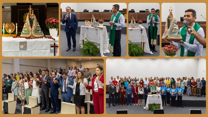 TRE-AC recebe visita da imagem de Nossa Senhora de Nazaré A visita faz parte da programação da 93° edição das comemorações alusivas ao Círio de Nazaré