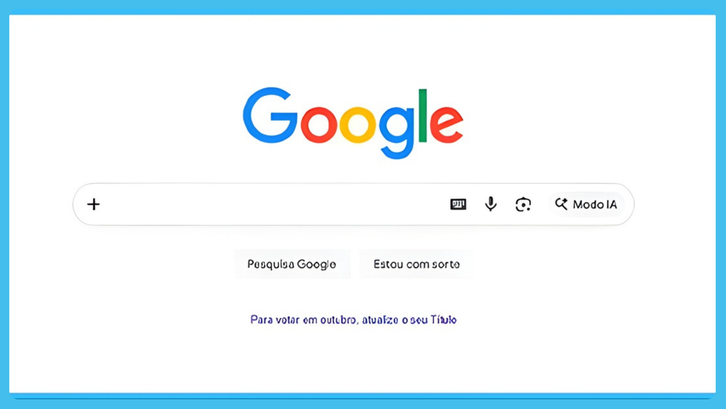 Página inicial da Busca Google no Brasil traz link para o serviço de Autoatendimento Eleitoral