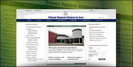 Lançamento do portal do Acre Imagem editada da página inicial do portal do tribunal regional do Acre