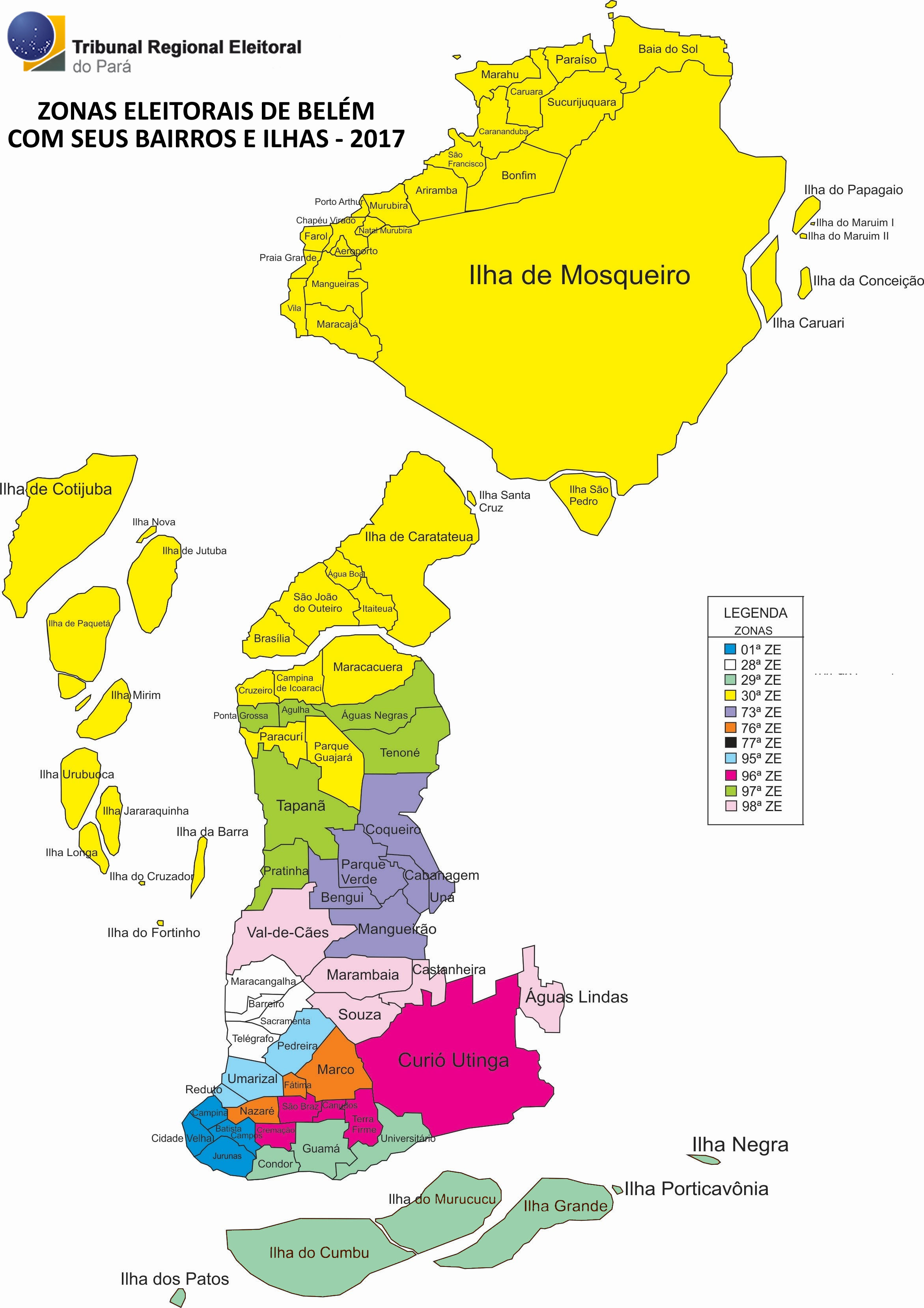 TRE-PA - Mapa das zonas eleitorais de Belém